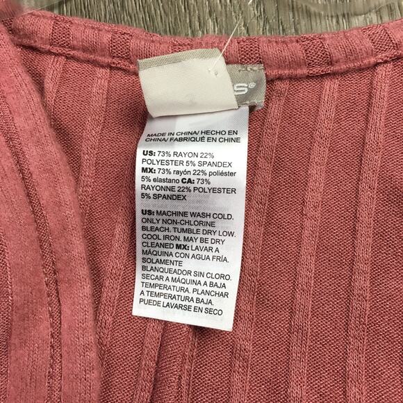 NWT Chicos Rib Knit Front Tie Cardigan Top Long Sleeve Rose Sweater Size 3/XL - Picture 4 of 5